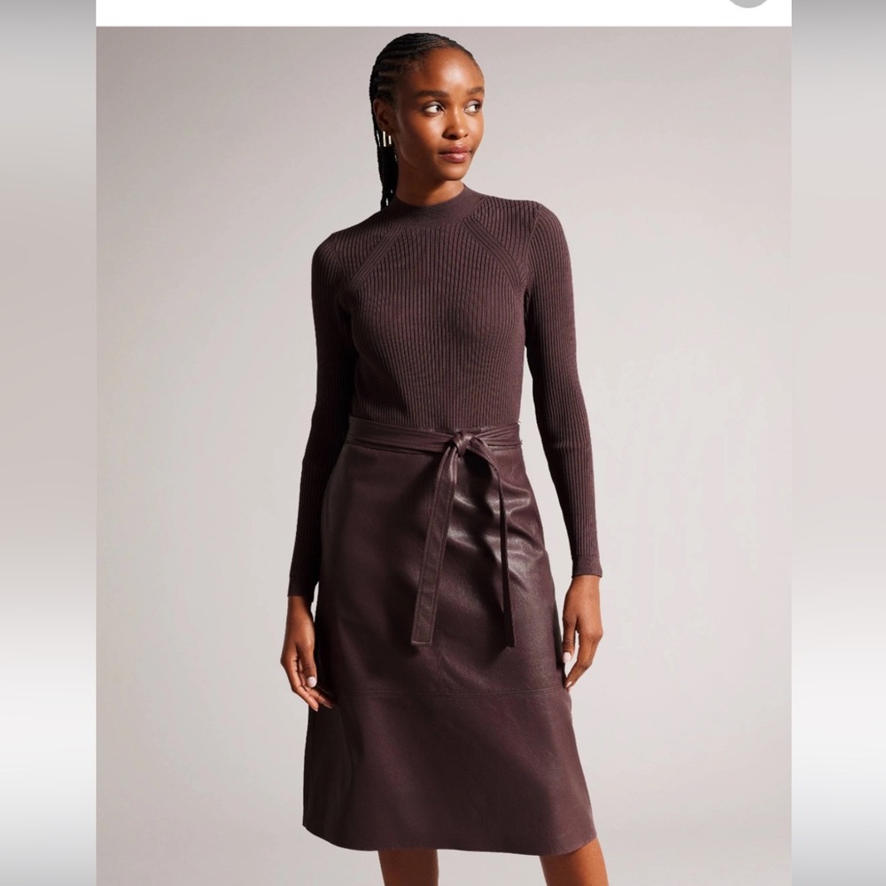 Ted Baker London - Dark Brown Long Sleeve Dress